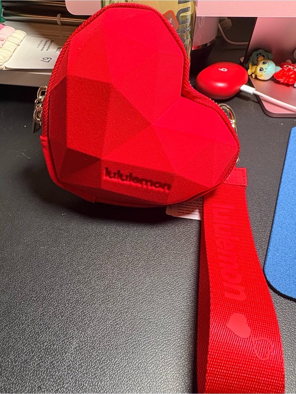 Lululemon Heart Wristlet. NWT Oxford Red